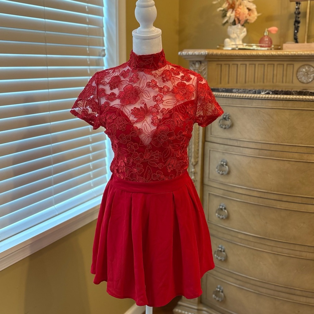 NWOT Lucy in the Sky Vibrant Red Romper